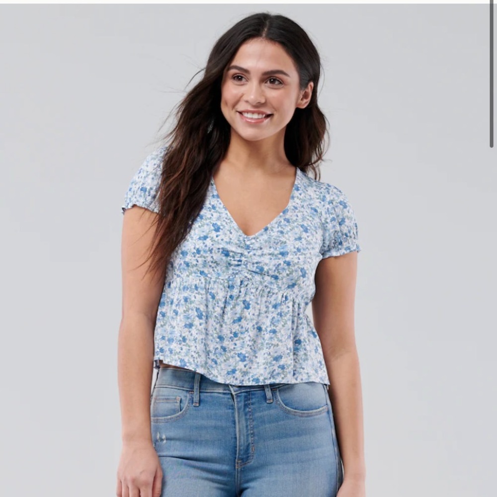 Hollister Tie-Back Babydoll Crop Top NWOT